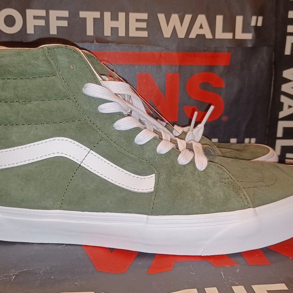 Vans Men's 11 Sk8-Hi Pig Suede Grape Leaf Green/White VN0A4BVT50K - Picture 10 of 14